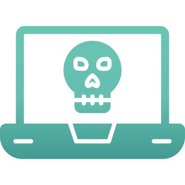 Laptop vektör çiziminde ölü kafatası simgesi