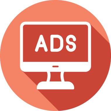 Web reklam simgesi, metin reklamları ile monitör, vektör illüstrasyonu