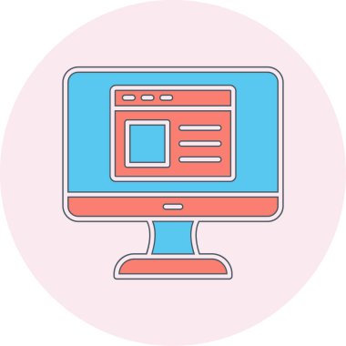 Web sitesi işareti, vektör illüstrasyonlu blog simgesi, bilgisayar ekranı