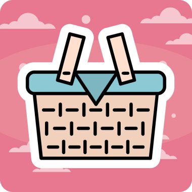 piknik sepeti simge vektör çizim