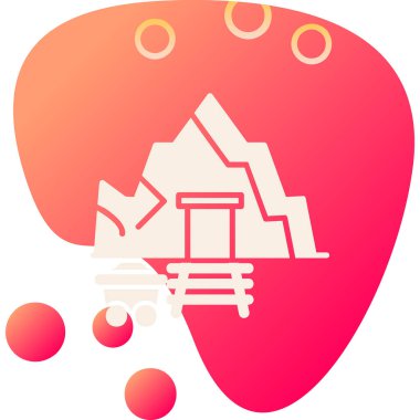 Taş mağara girişi. Taşlı madenin vektör illüstrasyonu