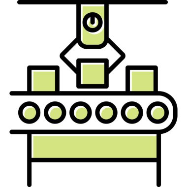 Üretim süreci simgesi, vektör illüstrasyonu basit tasarım