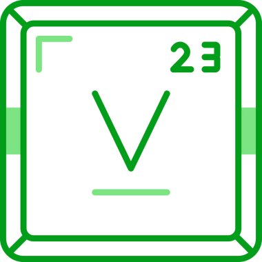 Vanadyum periyodik tablo simgesi. Vanadyum sembolü bilimsel vektör kimyasal element