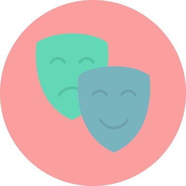 Maskeler Simgesi, Tiyatro Sembolü, Vektör İllüstrasyonu 