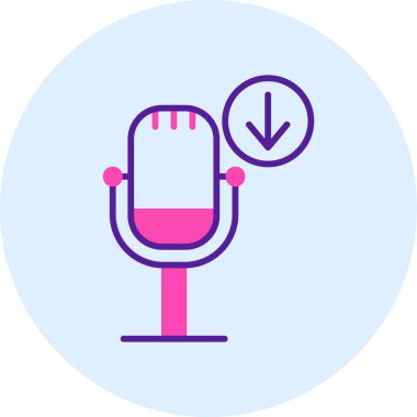Podcast İndirme. Web simgesi basit illüstrasyon        