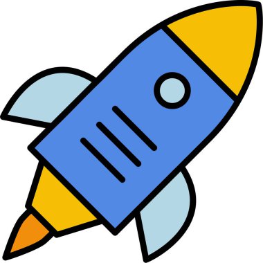 Roket. Web simgesi basit illüstrasyon 