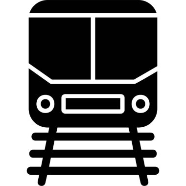 Demiryolu raylarındaki tren simgesi, vektör illüstrasyonu 