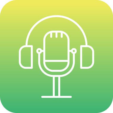 Mikrofon simgesi ve vektör illüstrasyonlu kulaklıklar