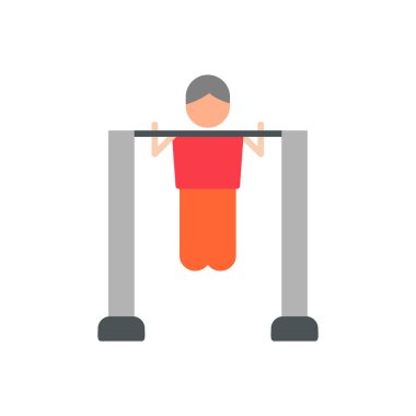 Çubuk Simgesini Aç, Çekme Egzersizi Yapan Kişi. Vektör İllüstrasyonu 