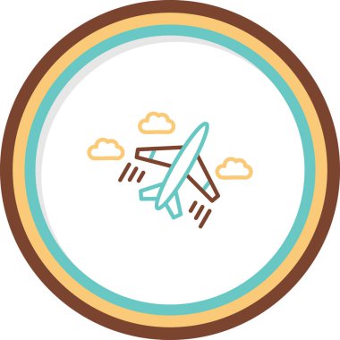 Bulutlarda uçan bir uçak. vektör illüstrasyonu 