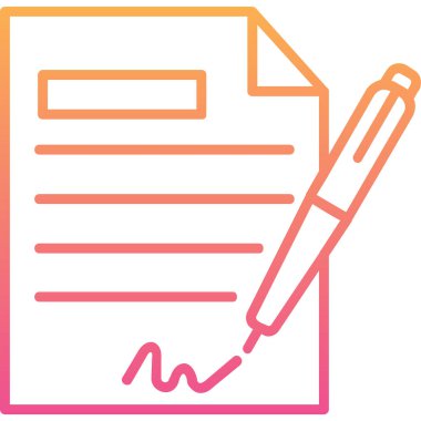 Sözleşme simgesi imzalama, basit vektör illüstrasyonu