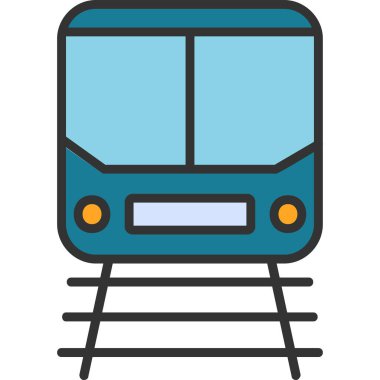 Demiryolu raylarındaki tren simgesi, vektör illüstrasyonu 