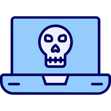 Laptop vektör çiziminde ölü kafatası simgesi