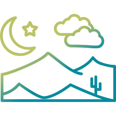 Dağdaki gece sahnesinin vektör illüstrasyonu 