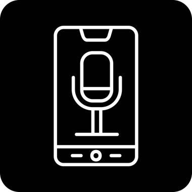 Telefon Kaydı, mikrofon ikonu vektör çizimi