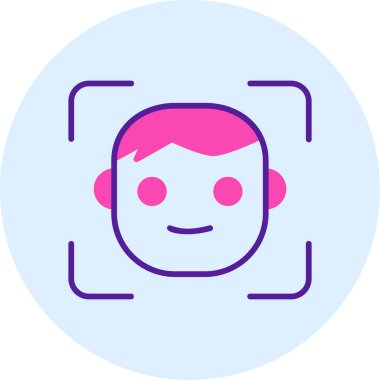 Yüz tanıma. Web simgesi basit illüstrasyon