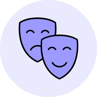 Maskeler Simgesi, Tiyatro Sembolü, Vektör İllüstrasyonu 