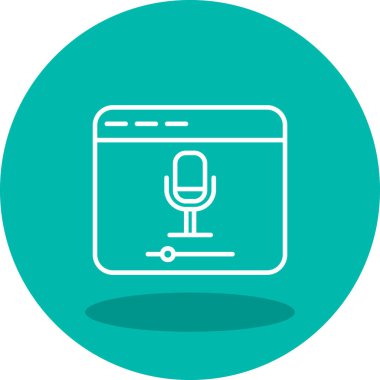 Çevrimiçi Kayıt, mikrofon ikonu vektör illüstrasyonu