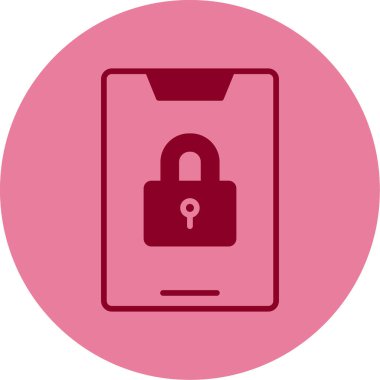 Kilit simgesine sahip akıllı telefon, vektör illüstrasyonu basit tasarım