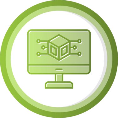 Bilgisayar Simülasyonu simgesi, vektör illüstrasyonu basit tasarım