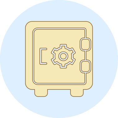 Dolap, güvenli, Vector Line Illustration. İş ve Finans simgesi.