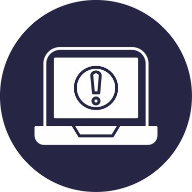 Dizüstü bilgisayar ekranında ünlem işareti, vektör illüstrasyonu basit tasarım