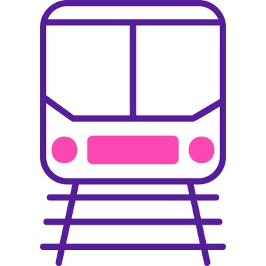 Demiryolu raylarındaki tren simgesi, vektör illüstrasyonu 