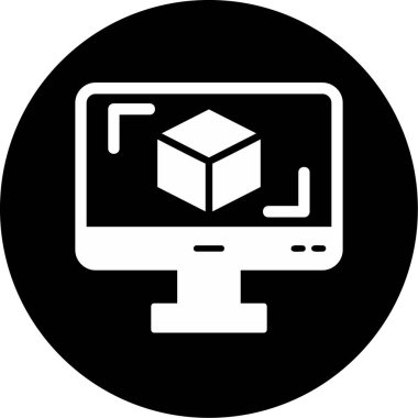 3D modelli bilgisayar ekranı, vektör illüstrasyonu