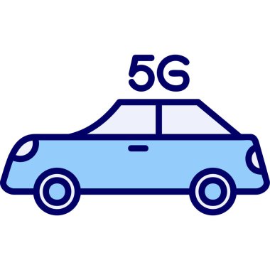 5G sembollü akıllı araba simgesi. Vektör illüstrasyonu