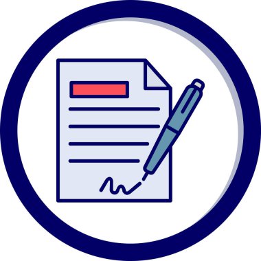 Sözleşme simgesi imzalama, basit vektör illüstrasyonu