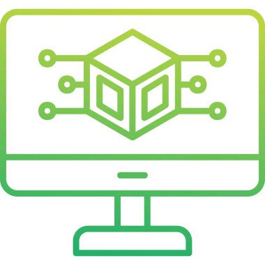 Bilgisayar Simülasyonu simgesi, vektör illüstrasyonu basit tasarım