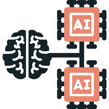 Yapay zeka simgesi, makine öğrenimi ve siber zihin egemenliği konsepti, vektör illüstrasyonu