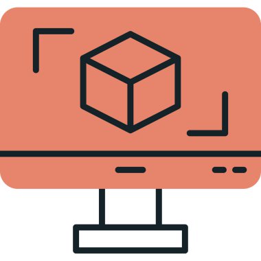 3D modelli bilgisayar ekranı, vektör illüstrasyonu