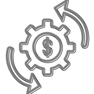 dişli ve dolar işareti web simgesi basit illüstrasyon