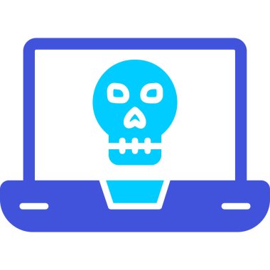 Laptop vektör çiziminde ölü kafatası simgesi