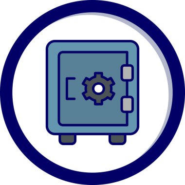 Dolap, güvenli, Vector Line Illustration. İş ve Finans simgesi.