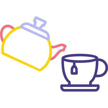 Çaydanlık ve çaydanlık ikon vektör çizimi