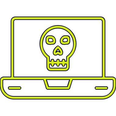 Laptop vektör çiziminde ölü kafatası simgesi