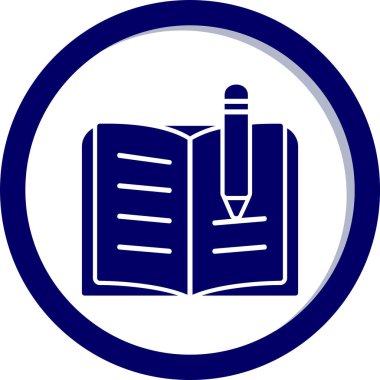 kitap ve kalem ikonu vektör illüstrasyonu