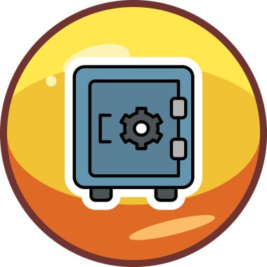 Dolap, güvenli, Vector Line Illustration. İş ve Finans simgesi.
