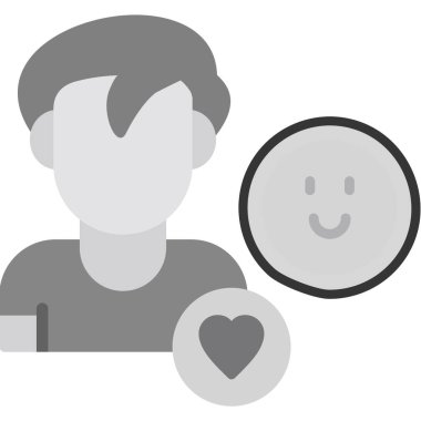 Mutlu emoji simgesine sahip insan avatarı, vektör illüstrasyonu basit tasarım