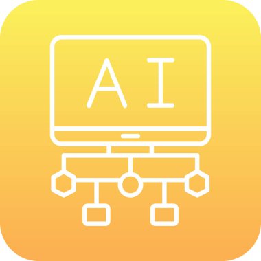 Yapay Zeka. Web simgesi basit illüstrasyon 