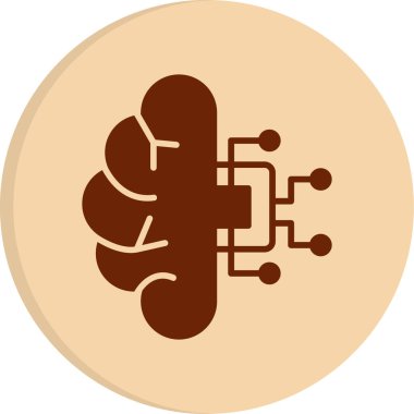 Makine Öğrenme Simgesi, Yapay Zeka düğmesi, vektör illüstrasyonu 