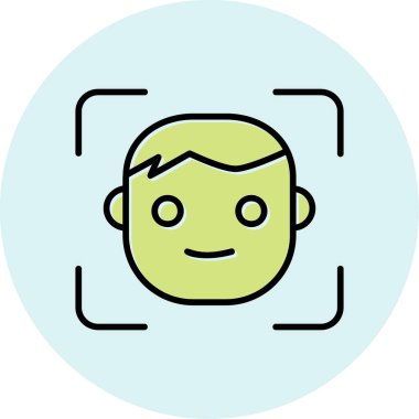Yüz tanıma. Web simgesi basit illüstrasyon