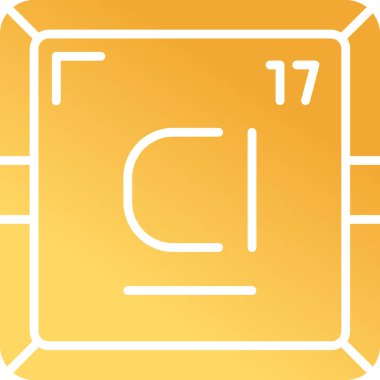 Klor CI kimyasal element simgesi. Periyodik tablonun kimyasal elementi. Atom numarası ile imzala
