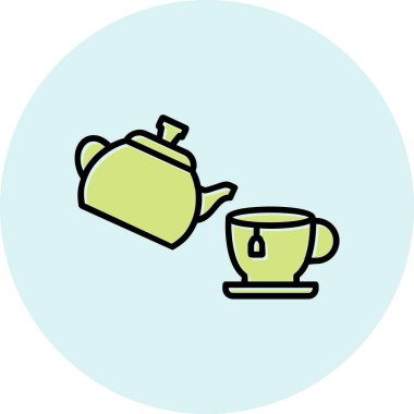 Çaydanlık ve çaydanlık ikon vektör çizimi