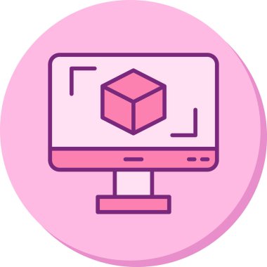 3D modelli bilgisayar ekranı, vektör illüstrasyonu