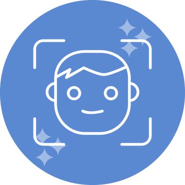 Yüz tanıma. Web simgesi basit illüstrasyon