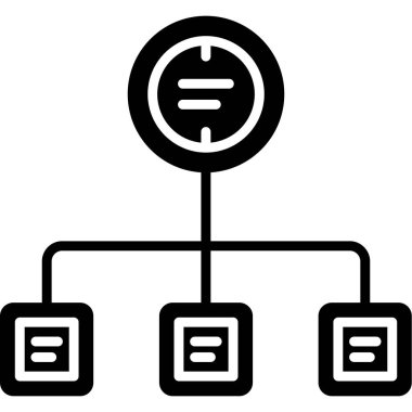 İş diyagramı simgesi. Ağ şeması simgesi. Veritabanı sembolü, vektör illüstrasyonu