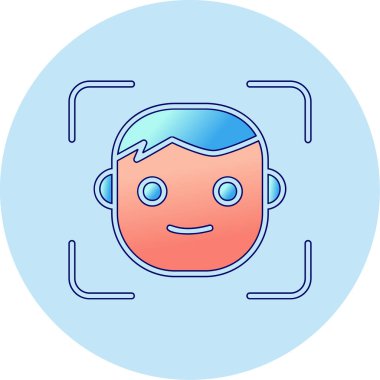 Yüz tanıma. Web simgesi basit illüstrasyon